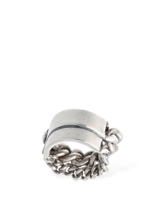 Ann Demeulemeester White Ize Double Chain Ring for men