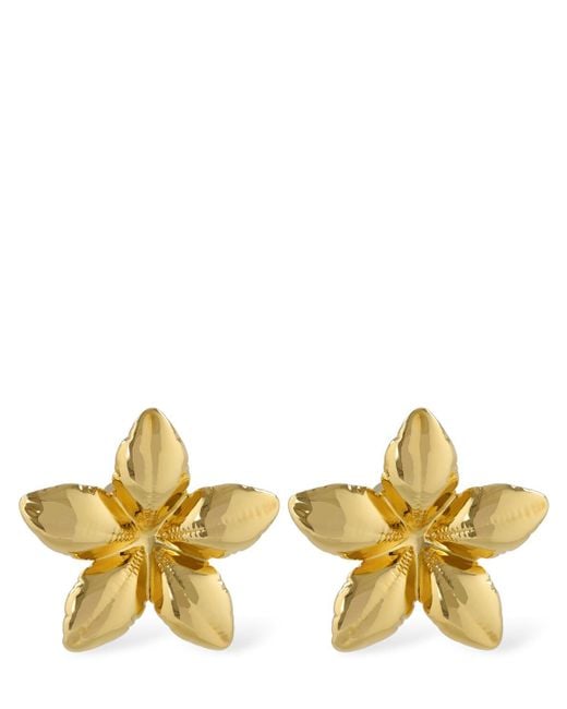 Marni Metallic Puffy Flower Stud Earrings
