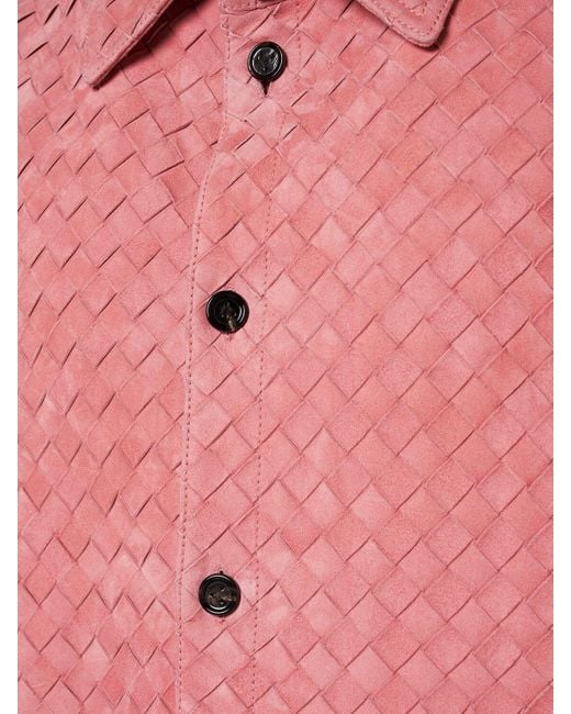 Bottega Veneta Intrecciato-wildleder- Und Lederhemd in Pink für Herren