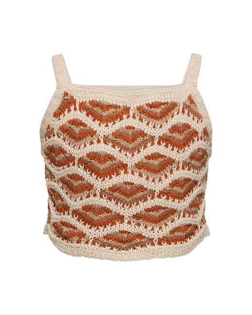 Alanui Multicolor Hawa Mahal Cotton & Linen Crop Top