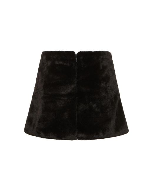 WeWoreWhat Black Faux Fur Mini Skirt