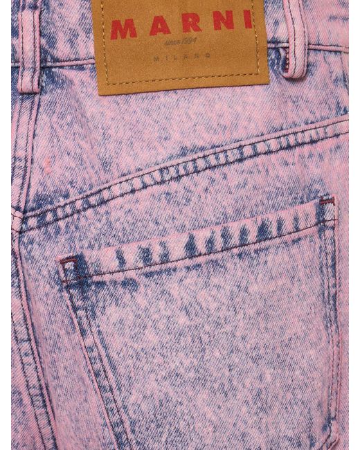 Jeans anchos de denim de algodón Marni de color Purple