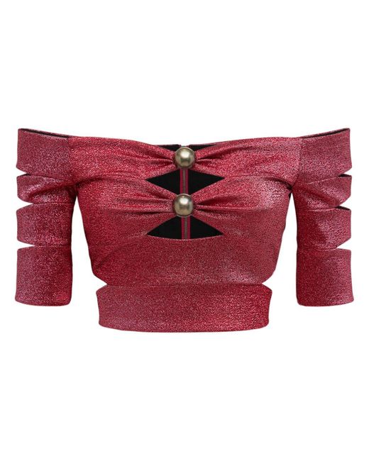 Area Red Banded Stretch Tech Crop Top