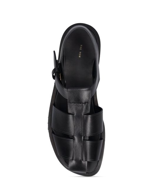 The Row Black Fisherman Leather Sandals