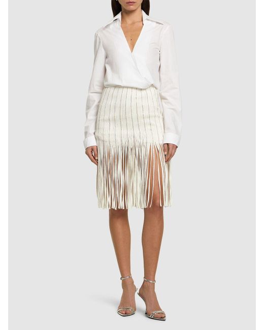 Blumarine White Verzierter Midirock