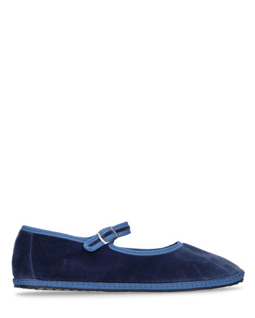 Vibi Venezia 10mm Mary Jane Delfina Velvet Loafers in Blue | Lyst