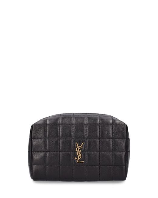 Saint Laurent Black Small Cassandre Leather Makeup Bag