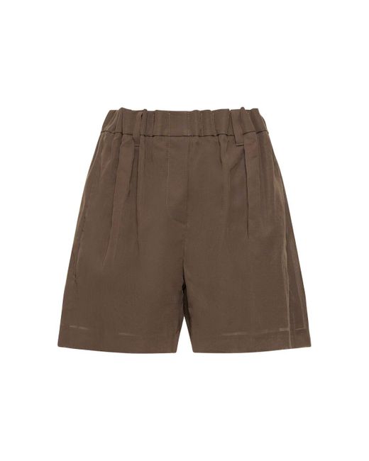 Brunello Cucinelli Brown Elastische Shorts Aus Baumwollflor