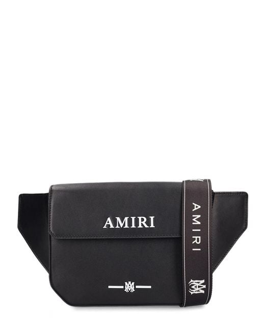 Amiri Black Embroidered Leather Crossbody Bag for men