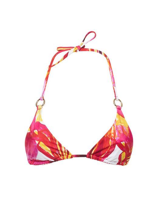 Louisa Ballou Red Mini Ring Printed Triangle Bikini Top