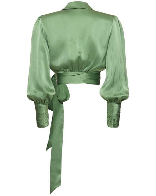 Blusa cruzada de seda Zimmermann de color Green
