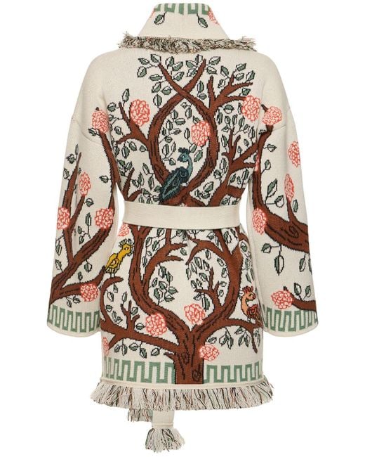 Alanui White Tree Of Life Knit Cashmere Cardigan
