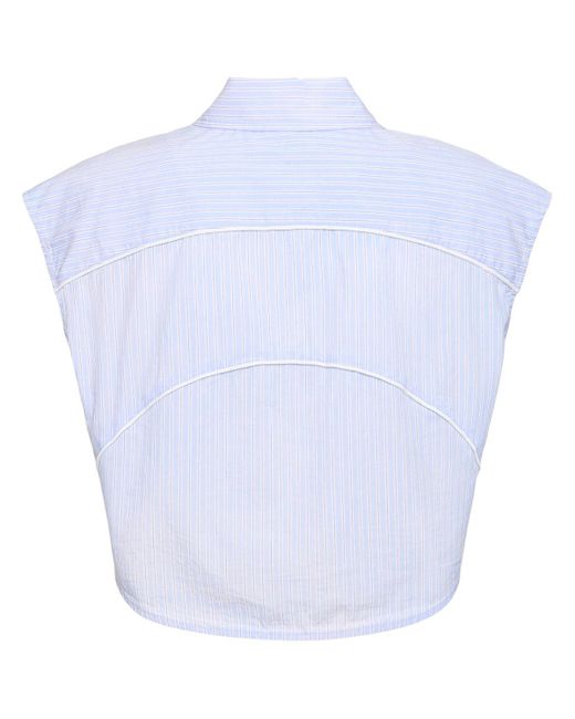 Alexander Wang Blue Cotton Poplin Button Down Crop Top