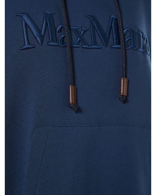 Max Mara Blue Hoodie Aus Baumwolljersey Mit Logo "agre"