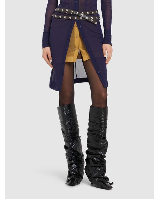 The Attico Black 95mm Juno Shiny Leather Knee-high Boots