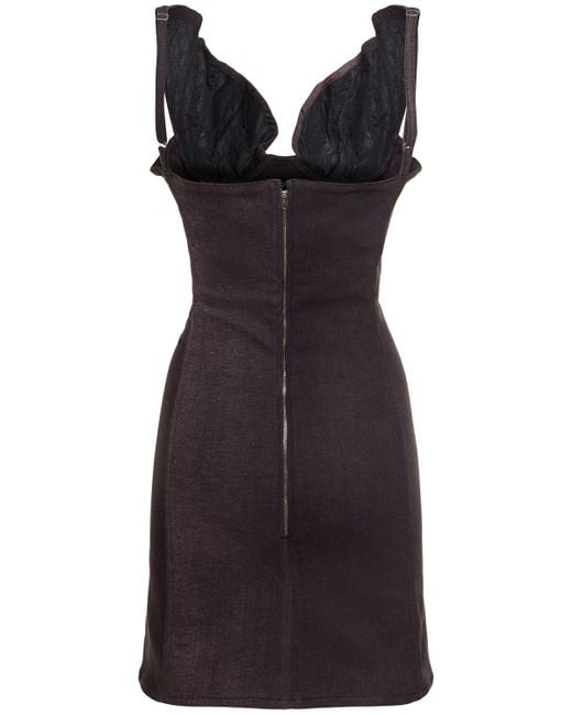 Y. Project Black Denim Ruffle Sleeveless Mini Dress