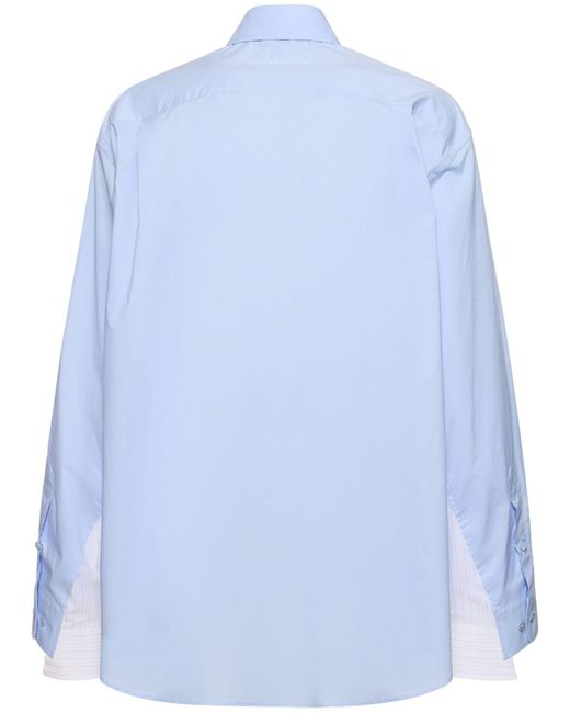 Camicia in popeline di cotone a righe di MM6 by Maison Martin Margiela in Blue