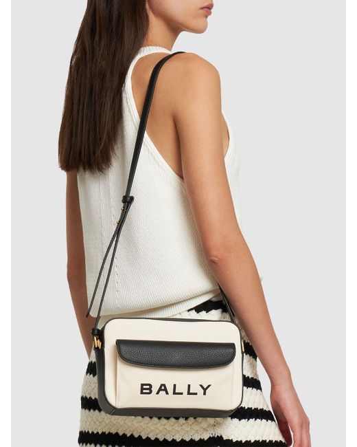 Bally Gray Bar Daniel Leather Shoulder Bag