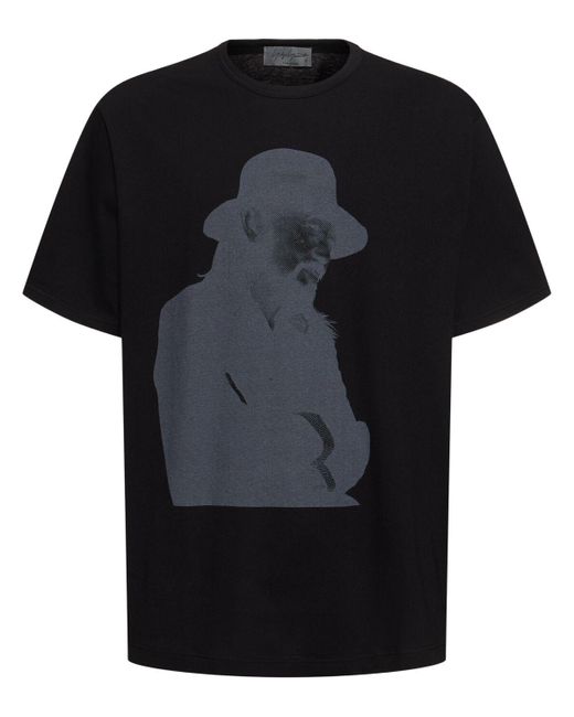 Yohji Yamamoto Black Printed Cotton T-shirt for men