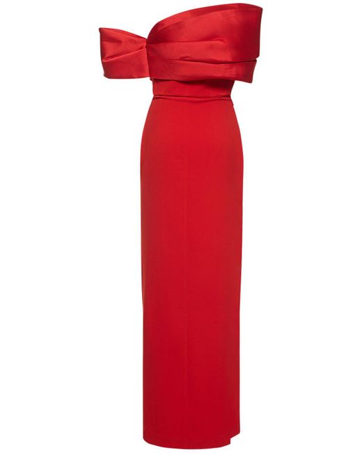 Solace London Red Langes Kleid Aus Satin Und Krepp "alexis"