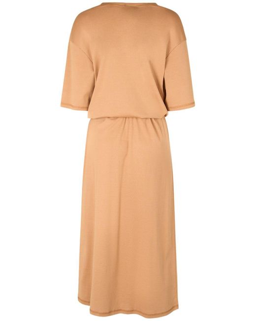 Lemaire Natural Belted Cotton Maxi T-shirt Dress