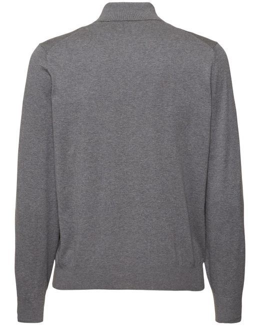 メンズ Brunello Cucinelli 長袖コットンポロシャツ Gray
