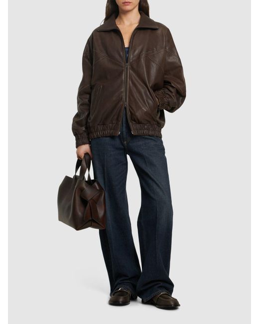 Acne Letty Zenit レザーボンバージャケット Brown