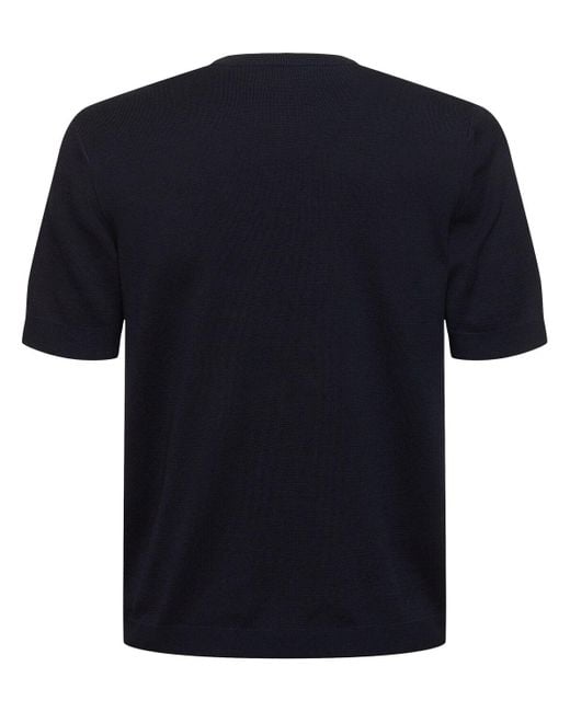T-shirt en coton et soie intarsia à logo Gucci pour homme en coloris Blue