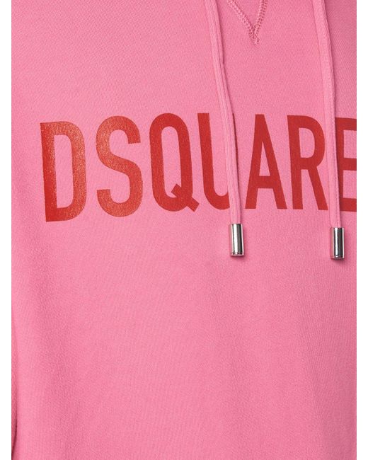 Felpa logo cool fit in cotone / cappuccio di DSquared² in Pink da Uomo