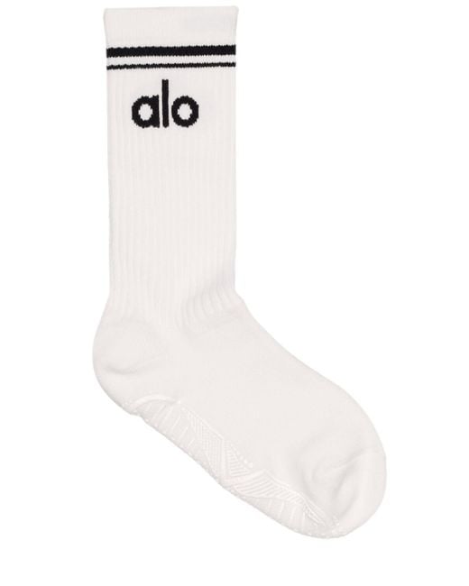 Alo Yoga White Socken Aus Baumwollmischung "barre"