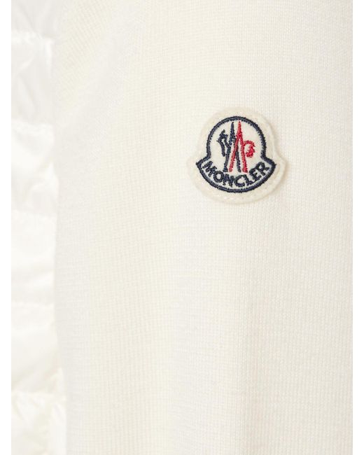 Cardigan imbottito in nylon e piumino con zip di Moncler in White
