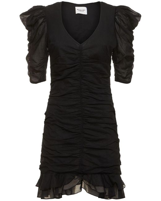 Robe courte en coton froncé sireny Isabel Marant en coloris Black