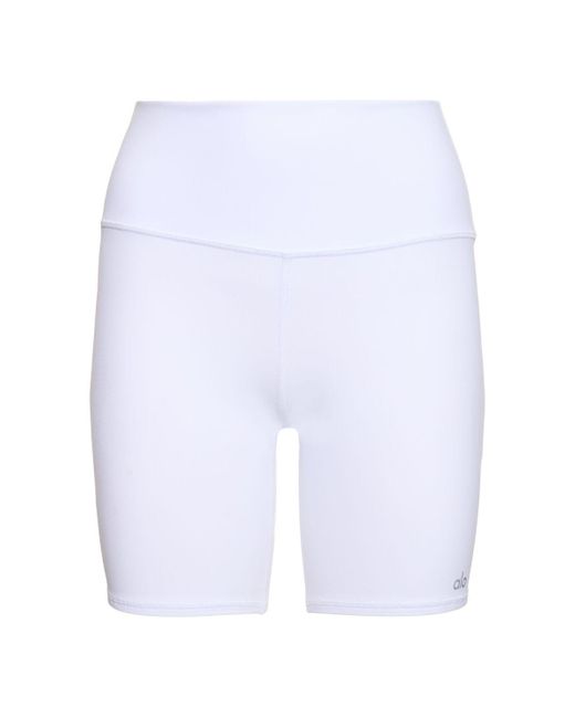 Alo Yoga White High Rise Tech Biker Shorts
