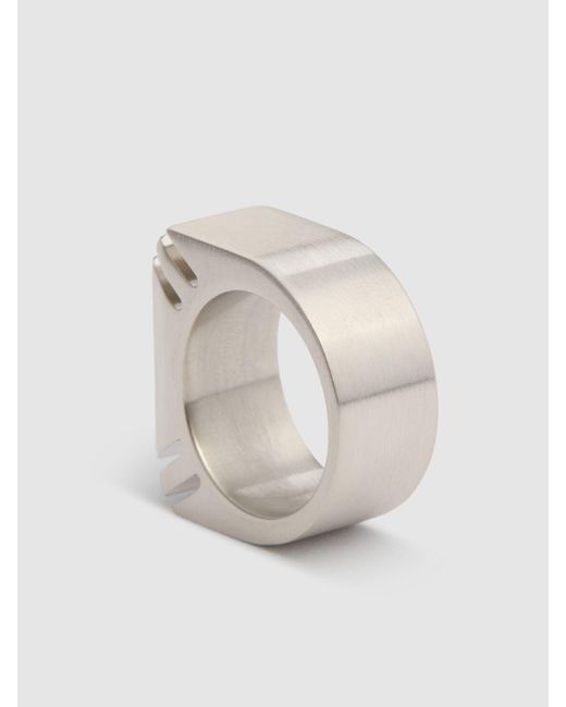 【関税込】Rick Owens リックオウエンス カット ベベル リング 関送込【RICK OWENS】カットベベルリング シルバー ロゴ (RICK