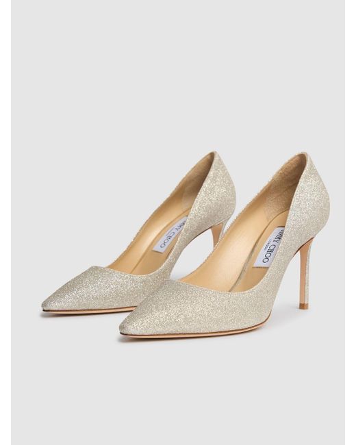 Jimmy Choo Romy グリッターパンプス 85mm Natural