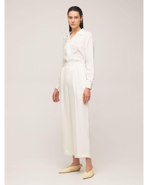 Pantaloni In Cady Di Seta di Ralph Lauren Collection in Neutro | Lyst
