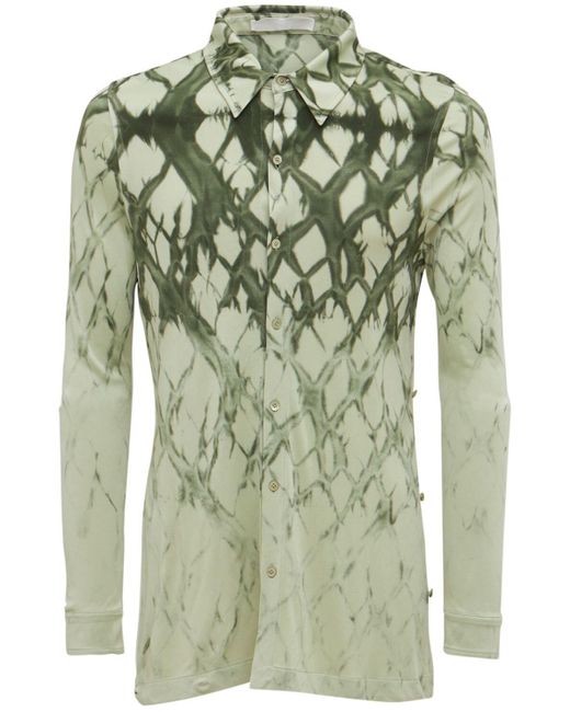 Dion Lee Green Shibori Print Viscose & Silk Shirt for men