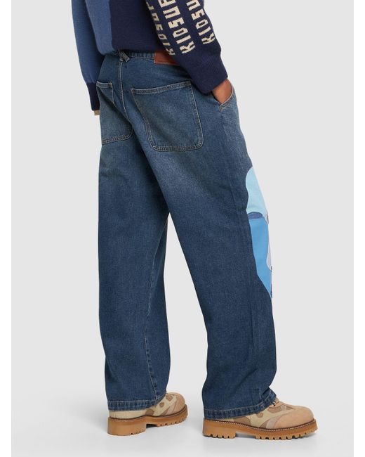 Jeans rectos de denim de algodón Kidsuper de hombre de color Blue