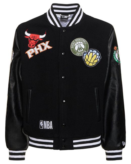 KTZ Black Nba Nba All Over Badge Varsity Jacket for men