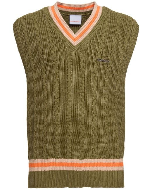 Bluemarble Green College Knitted Sleeveless Sweater for men