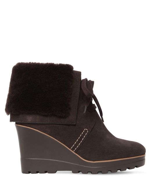 See By Chloé Suede Wedge Boots in Brown 