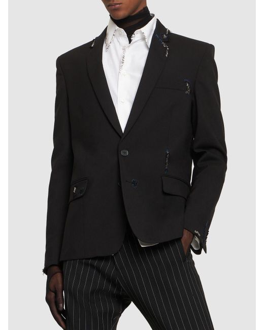 Blazer boxy en laine brodée Marni pour homme en coloris Black