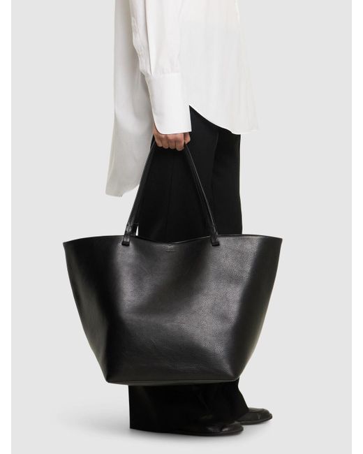 The Row Black Xl Park Vegetable Tanned Leather Tote