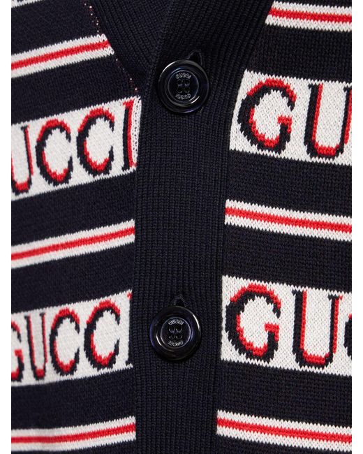 Gucci Blue Logo Cotton Cardigan for men