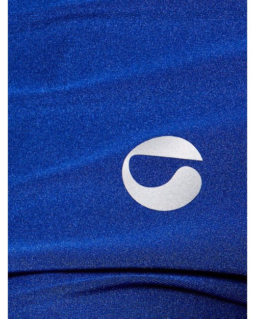 Robe courte drapée à col montant Coperni en coloris Blue
