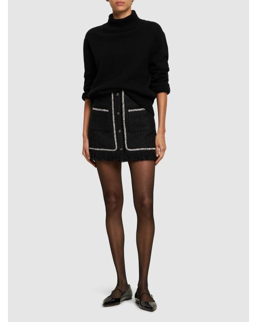 GIUSEPPE DI MORABITO Black Embellished Bouclé Mini Skirt