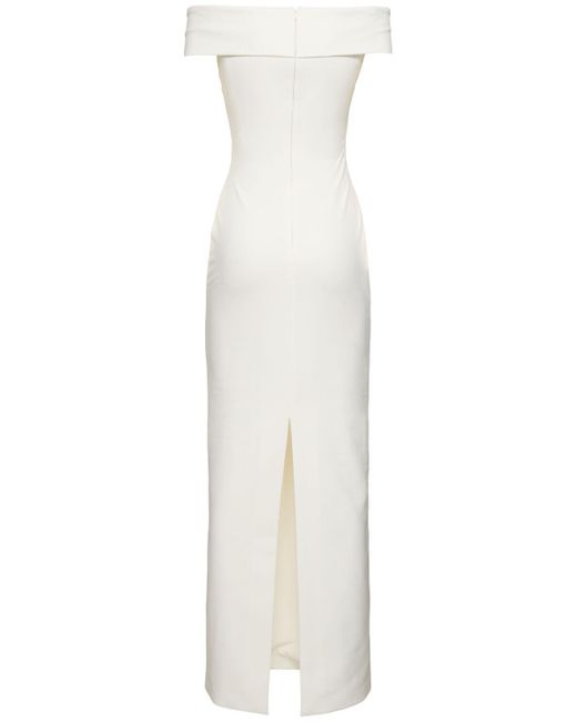 Solace London White Ines Crepe Knit Maxi Dress