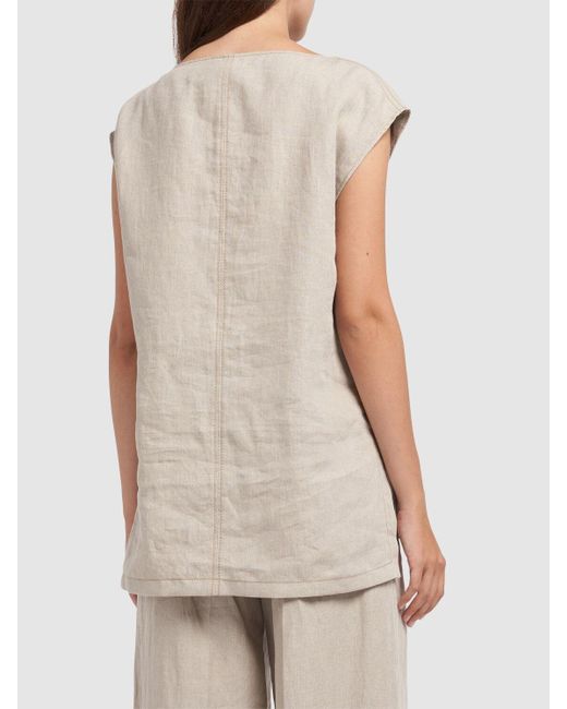 Max Mara Natural Colimbo Linen Top