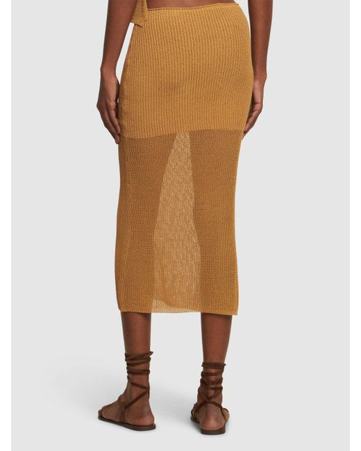 WeWoreWhat Natural Cotton Blend Knit Midi Skirt