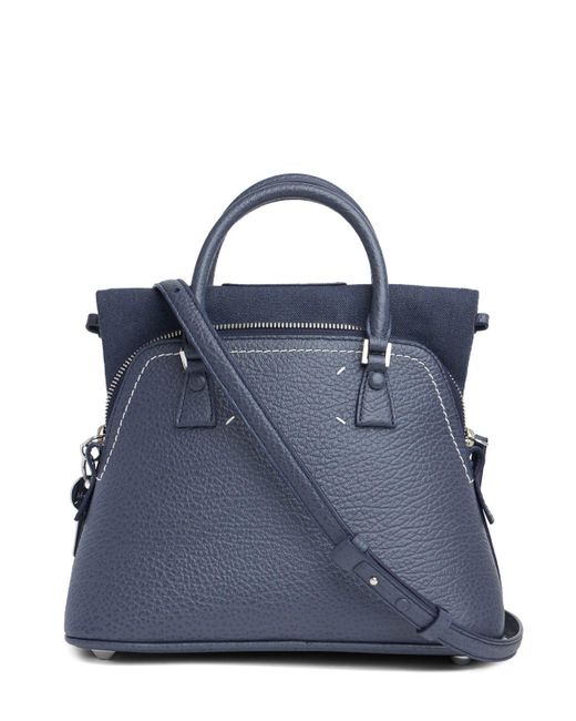 Maison Margiela Blue 5Ac Mini Grained Leather Top Handle Bag